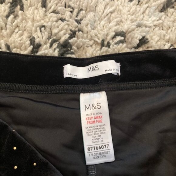 Velour Flare Teen pants size 13-14 Black polka dot detail brand New M&S - Picture 2 of 3